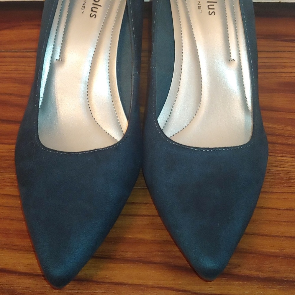 Dark teal suede heels